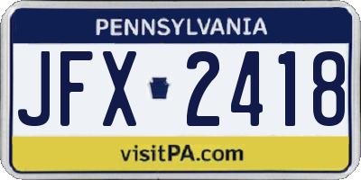 PA license plate JFX2418