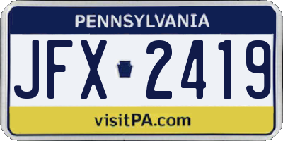 PA license plate JFX2419