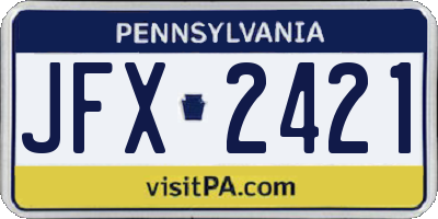 PA license plate JFX2421