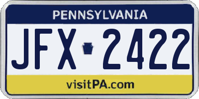 PA license plate JFX2422