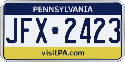 PA license plate JFX2423