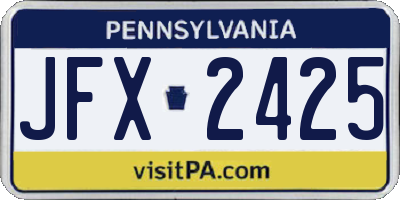 PA license plate JFX2425
