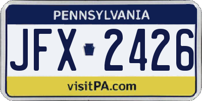 PA license plate JFX2426