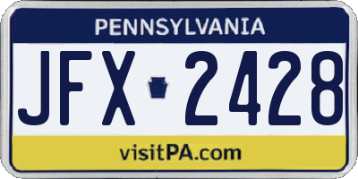 PA license plate JFX2428