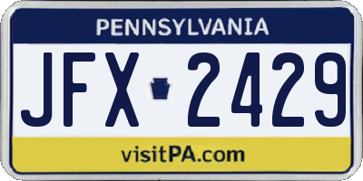 PA license plate JFX2429