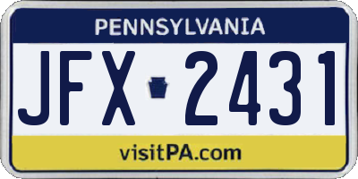 PA license plate JFX2431
