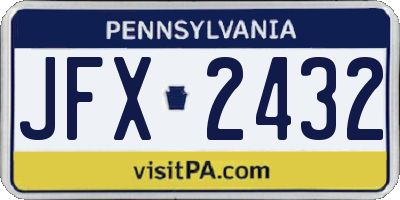 PA license plate JFX2432