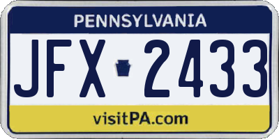 PA license plate JFX2433