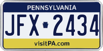PA license plate JFX2434