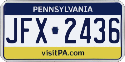 PA license plate JFX2436
