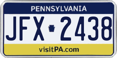 PA license plate JFX2438