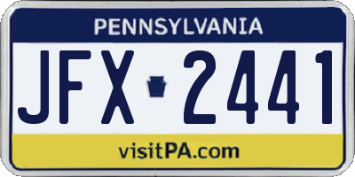 PA license plate JFX2441