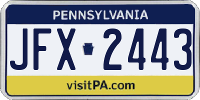 PA license plate JFX2443