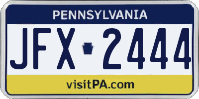 PA license plate JFX2444