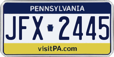 PA license plate JFX2445