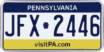 PA license plate JFX2446