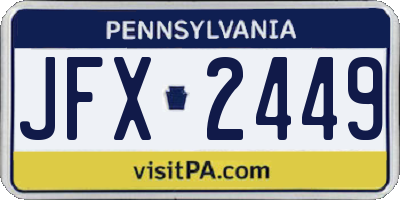 PA license plate JFX2449