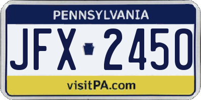 PA license plate JFX2450