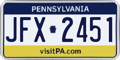 PA license plate JFX2451
