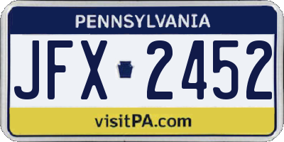 PA license plate JFX2452