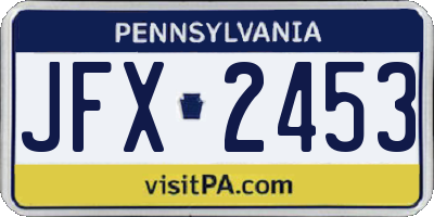 PA license plate JFX2453