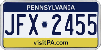 PA license plate JFX2455