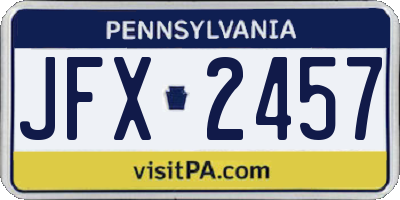 PA license plate JFX2457