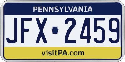 PA license plate JFX2459