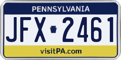 PA license plate JFX2461