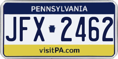 PA license plate JFX2462