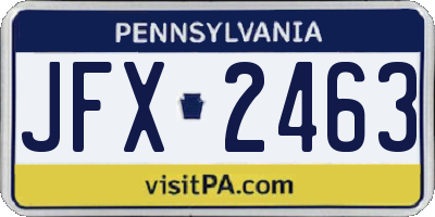 PA license plate JFX2463