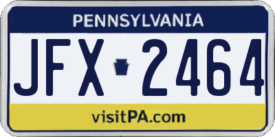 PA license plate JFX2464