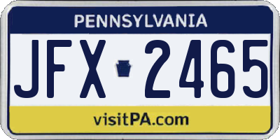 PA license plate JFX2465