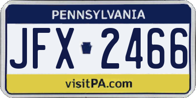 PA license plate JFX2466