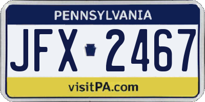 PA license plate JFX2467