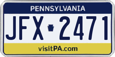 PA license plate JFX2471