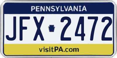 PA license plate JFX2472