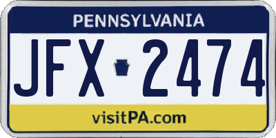 PA license plate JFX2474