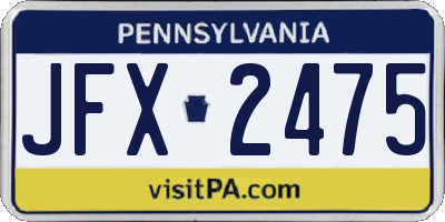 PA license plate JFX2475