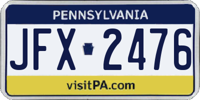 PA license plate JFX2476
