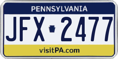PA license plate JFX2477