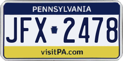 PA license plate JFX2478