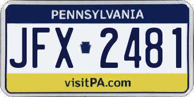 PA license plate JFX2481