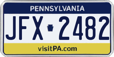 PA license plate JFX2482