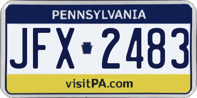 PA license plate JFX2483