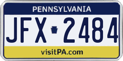 PA license plate JFX2484