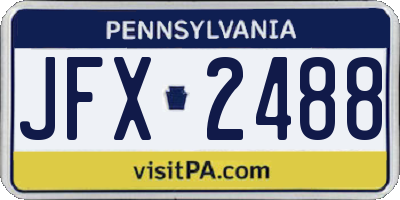 PA license plate JFX2488