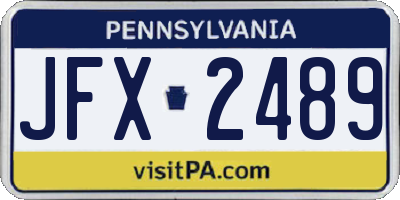 PA license plate JFX2489