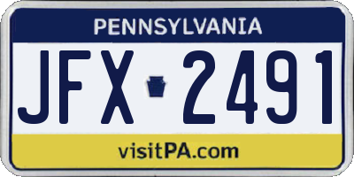 PA license plate JFX2491