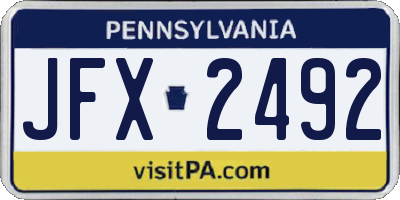 PA license plate JFX2492